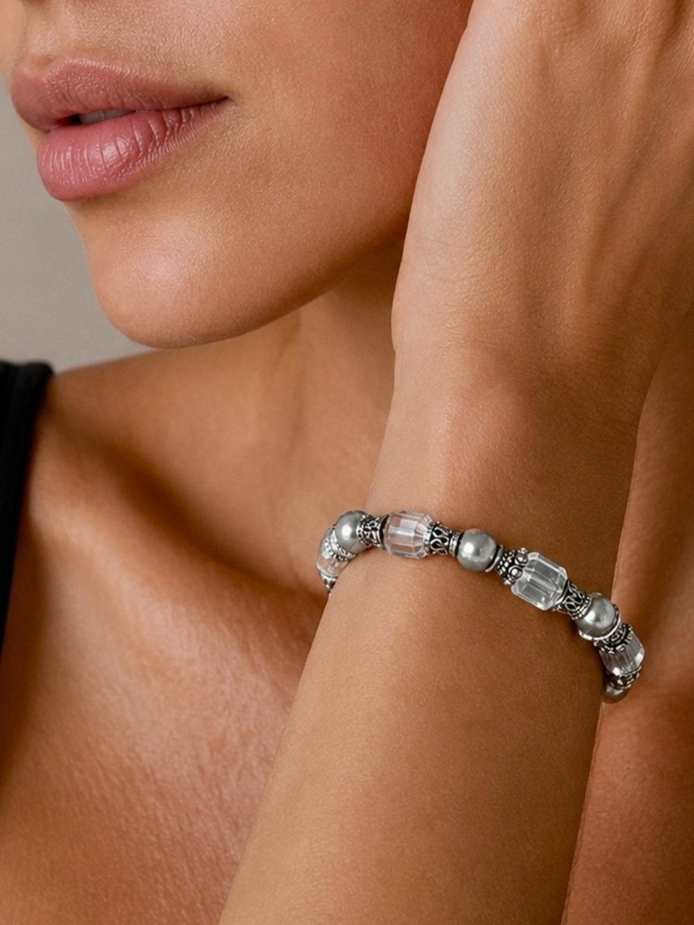 Silpada Swarovski Crystal & Sterling Silver Bead Bracelet • RARE • LIKE NEW